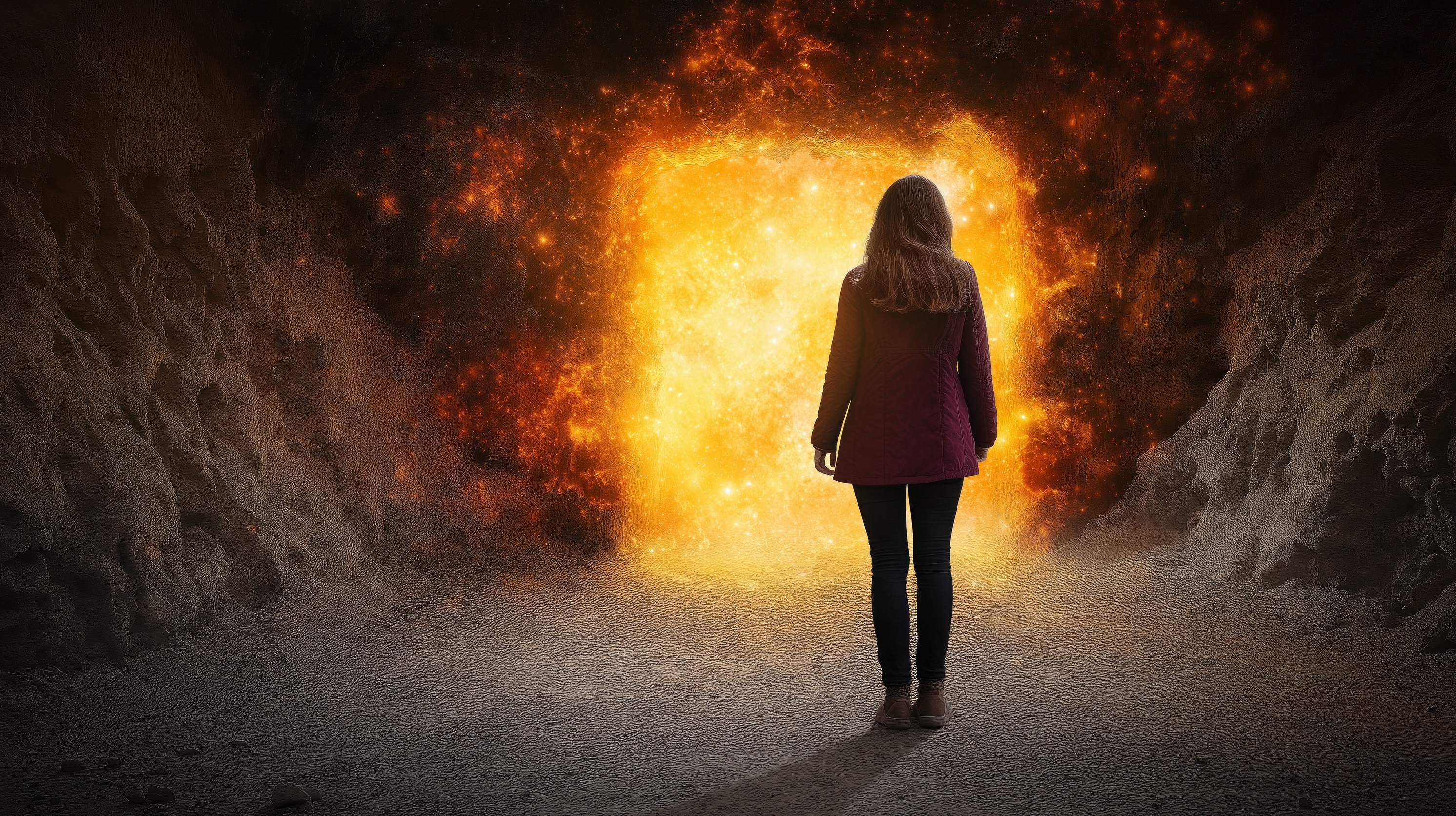 Porte de sortie d'une cave vers la lumière
